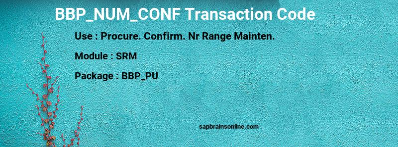 SAP BBP_NUM_CONF transaction code