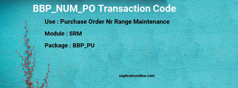 SAP BBP_NUM_PO transaction code