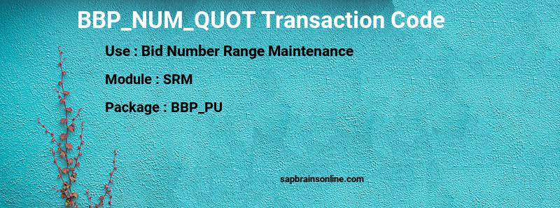 SAP BBP_NUM_QUOT transaction code