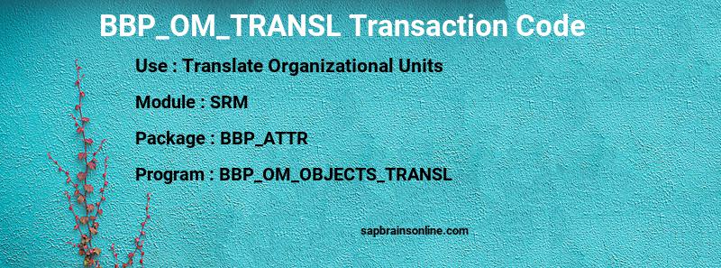 SAP BBP_OM_TRANSL transaction code