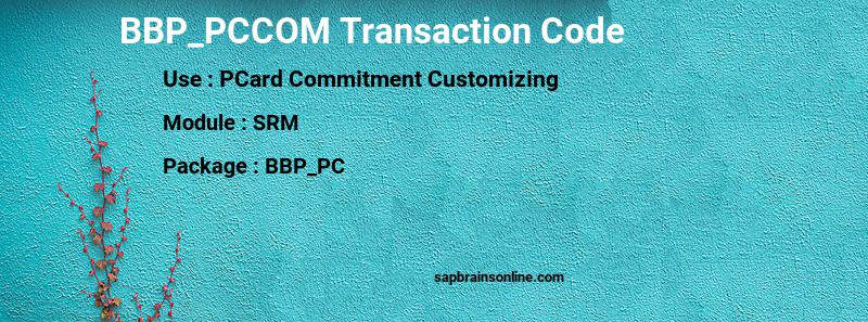 SAP BBP_PCCOM transaction code