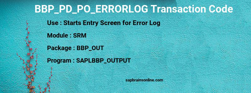 SAP BBP_PD_PO_ERRORLOG transaction code