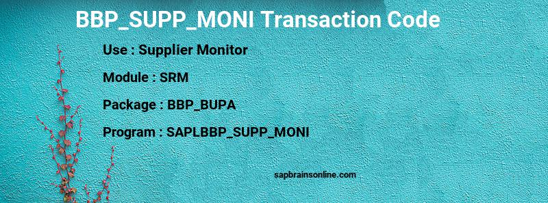 SAP BBP_SUPP_MONI transaction code