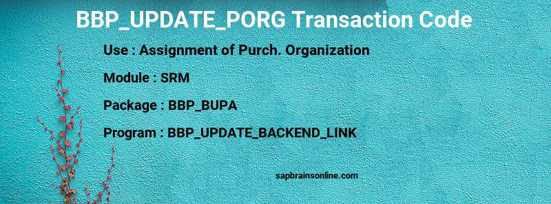 SAP BBP_UPDATE_PORG transaction code