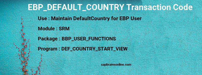 SAP EBP_DEFAULT_COUNTRY transaction code