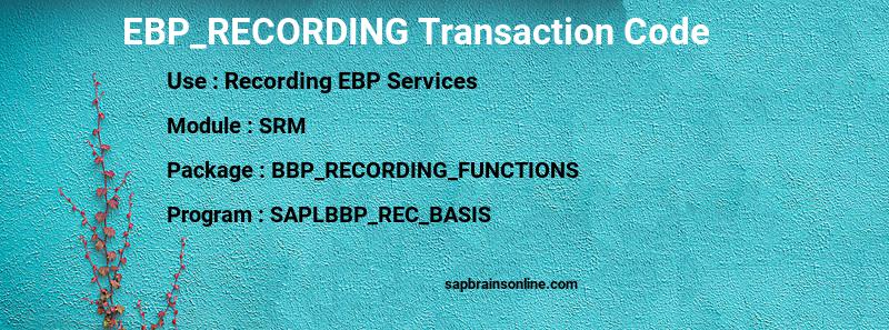 SAP EBP_RECORDING transaction code