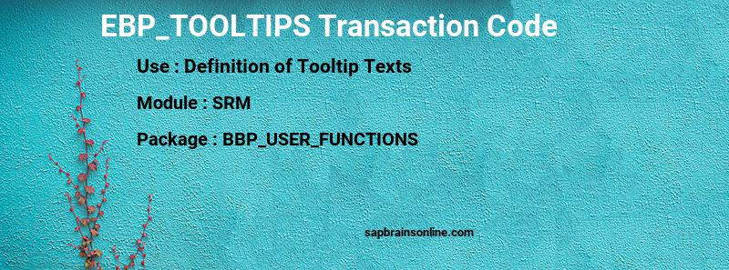 SAP EBP_TOOLTIPS transaction code
