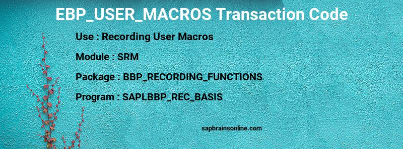 SAP EBP_USER_MACROS transaction code