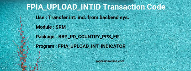 SAP FPIA_UPLOAD_INTID transaction code