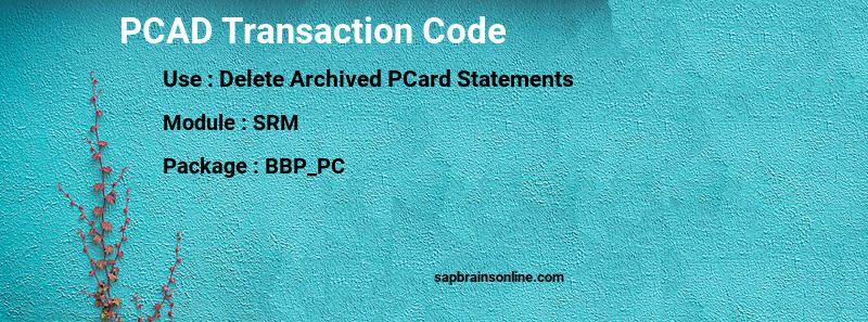 SAP PCAD transaction code