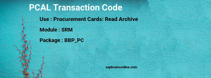 SAP PCAL transaction code