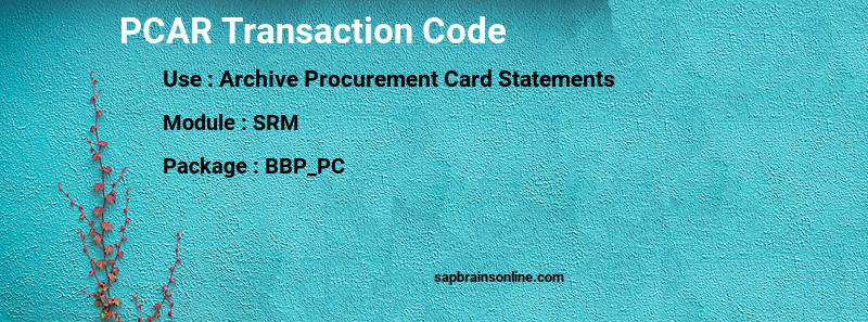 SAP PCAR transaction code