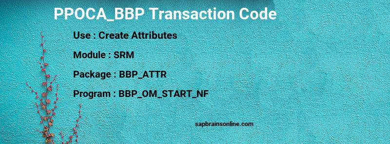 SAP PPOCA_BBP transaction code