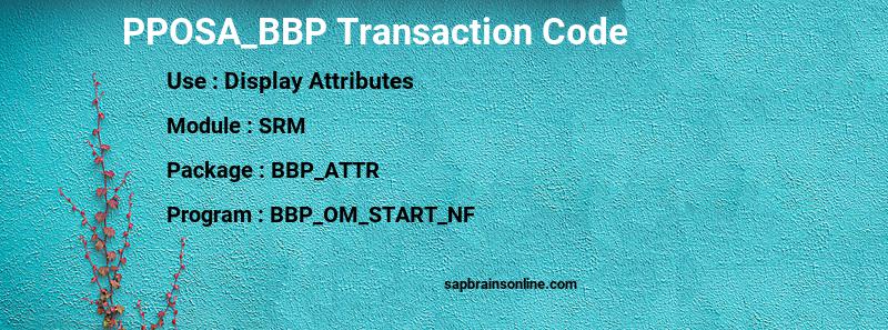 SAP PPOSA_BBP transaction code