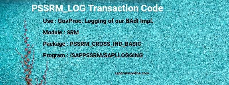 SAP PSSRM_LOG transaction code
