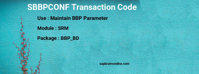SAP SBBPCONF transaction code