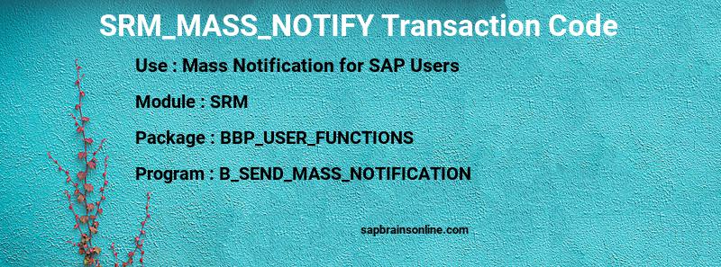 SAP SRM_MASS_NOTIFY transaction code
