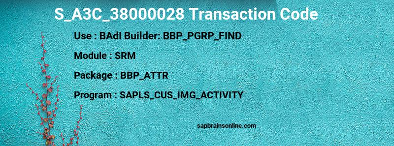 SAP S_A3C_38000028 transaction code