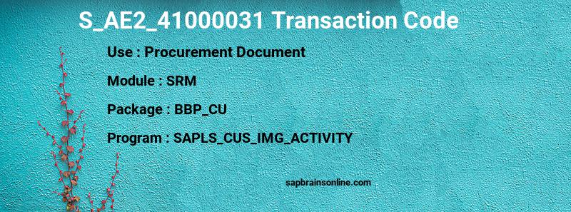 SAP S_AE2_41000031 transaction code