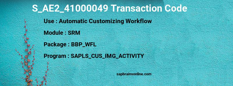 SAP S_AE2_41000049 transaction code