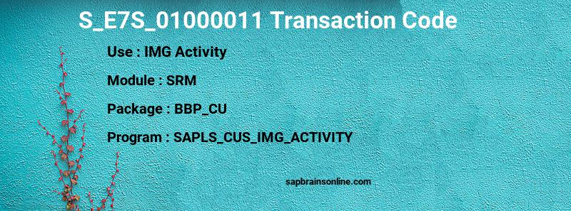 SAP S_E7S_01000011 transaction code