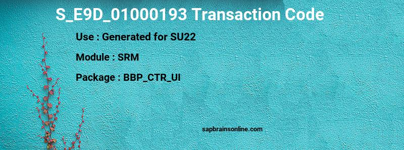 SAP S_E9D_01000193 transaction code