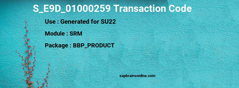 SAP S_E9D_01000259 transaction code