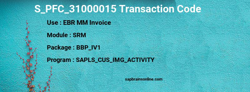 SAP S_PFC_31000015 transaction code