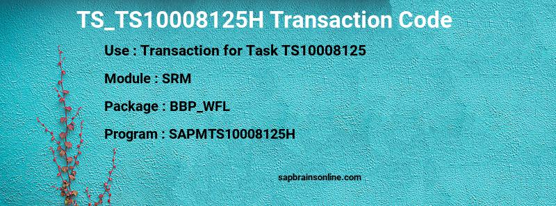 SAP TS_TS10008125H transaction code