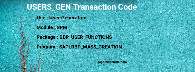 SAP USERS_GEN transaction code