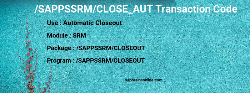 SAP /SAPPSSRM/CLOSE_AUT transaction code