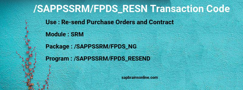 SAP /SAPPSSRM/FPDS_RESN transaction code