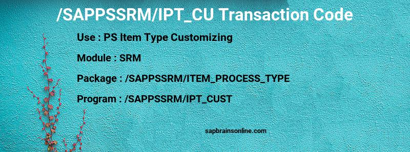 SAP /SAPPSSRM/IPT_CU transaction code