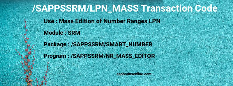 SAP /SAPPSSRM/LPN_MASS transaction code