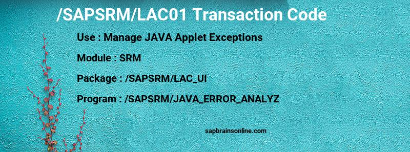 SAP /SAPSRM/LAC01 transaction code