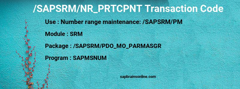 SAP /SAPSRM/NR_PRTCPNT transaction code
