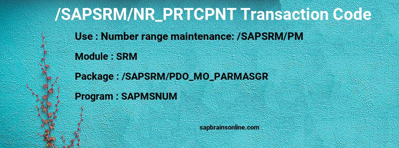 SAP /SAPSRM/NR_PRTCPNT transaction code