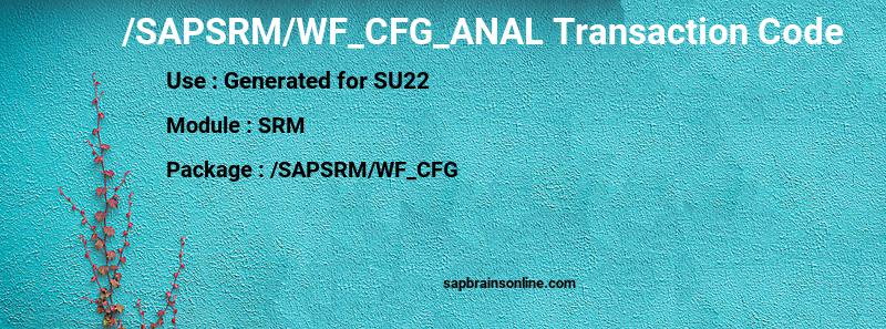 SAP /SAPSRM/WF_CFG_ANAL transaction code