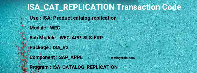 SAP ISA_CAT_REPLICATION transaction code