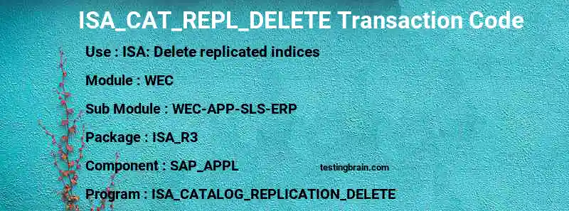 SAP ISA_CAT_REPL_DELETE transaction code