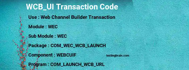 SAP WCB_UI transaction code