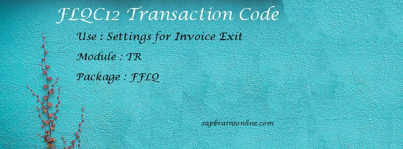 SAP FLQC12 transaction code