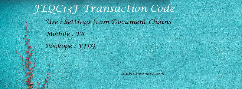 SAP FLQC13F transaction code