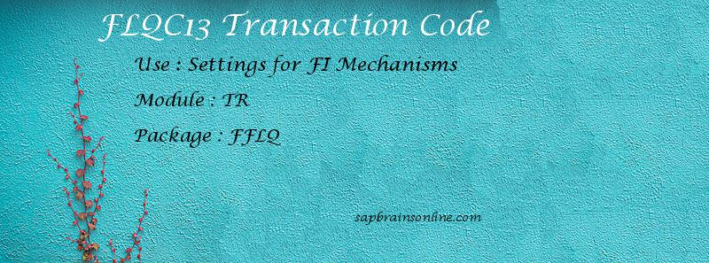 SAP FLQC13 transaction code