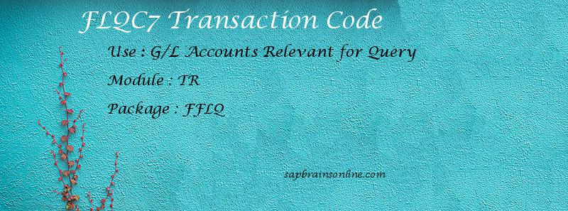 SAP FLQC7 transaction code