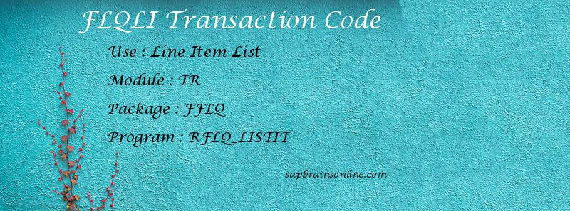 SAP FLQLI transaction code