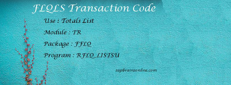 SAP FLQLS transaction code