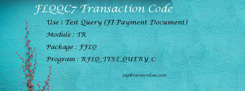 SAP FLQQC7 transaction code