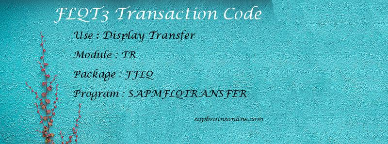 SAP FLQT3 transaction code
