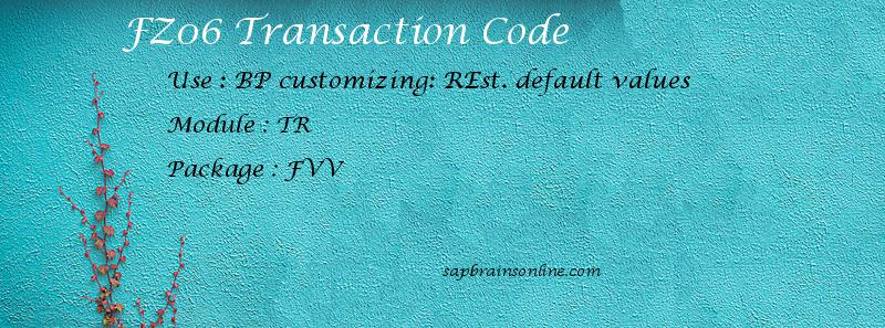 SAP FZ06 transaction code